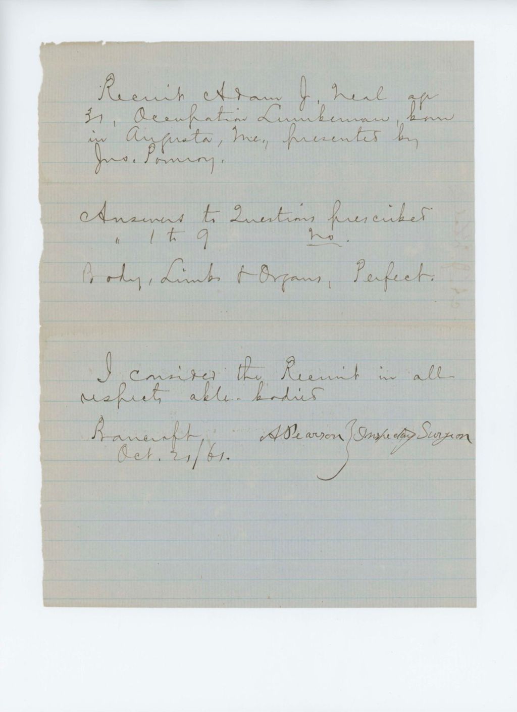 Miniature of Adam J. Neal Medical Examination