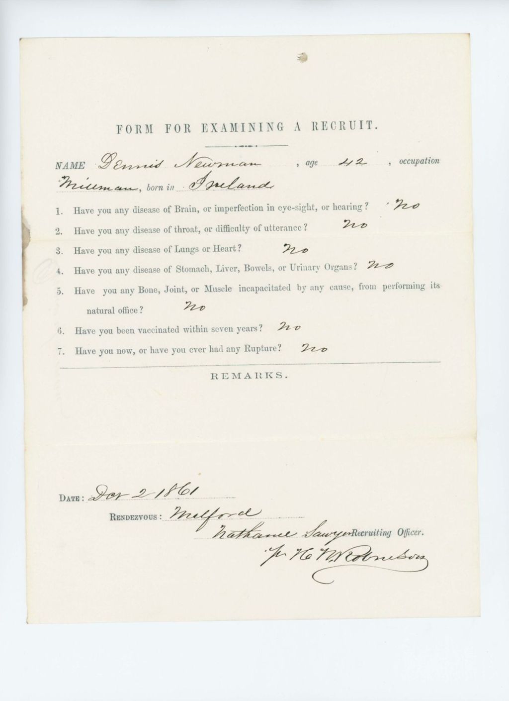 Miniature of Dennis Newman Medical Examination