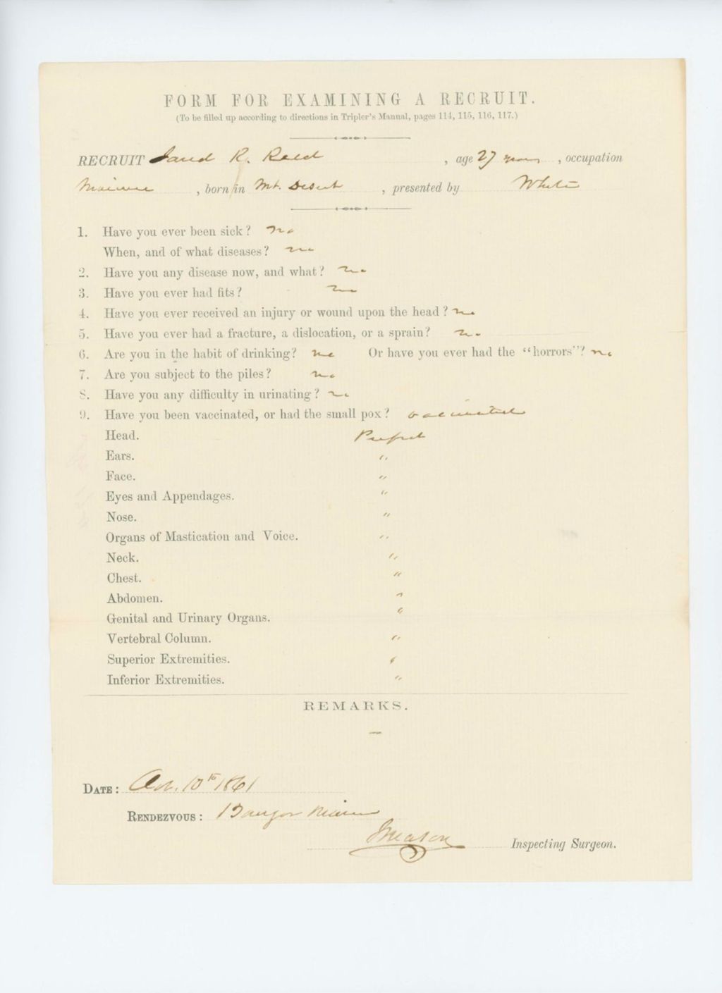 Miniature of Jaud R. Reed Medical Examination