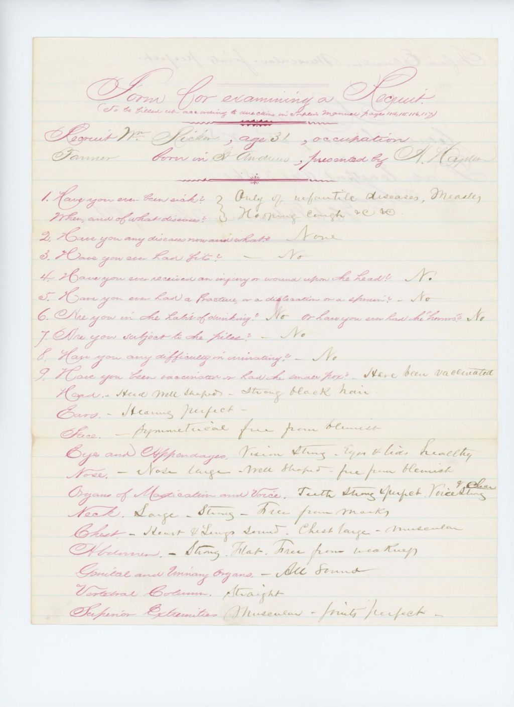 Miniature of William Ricker Medical Examination