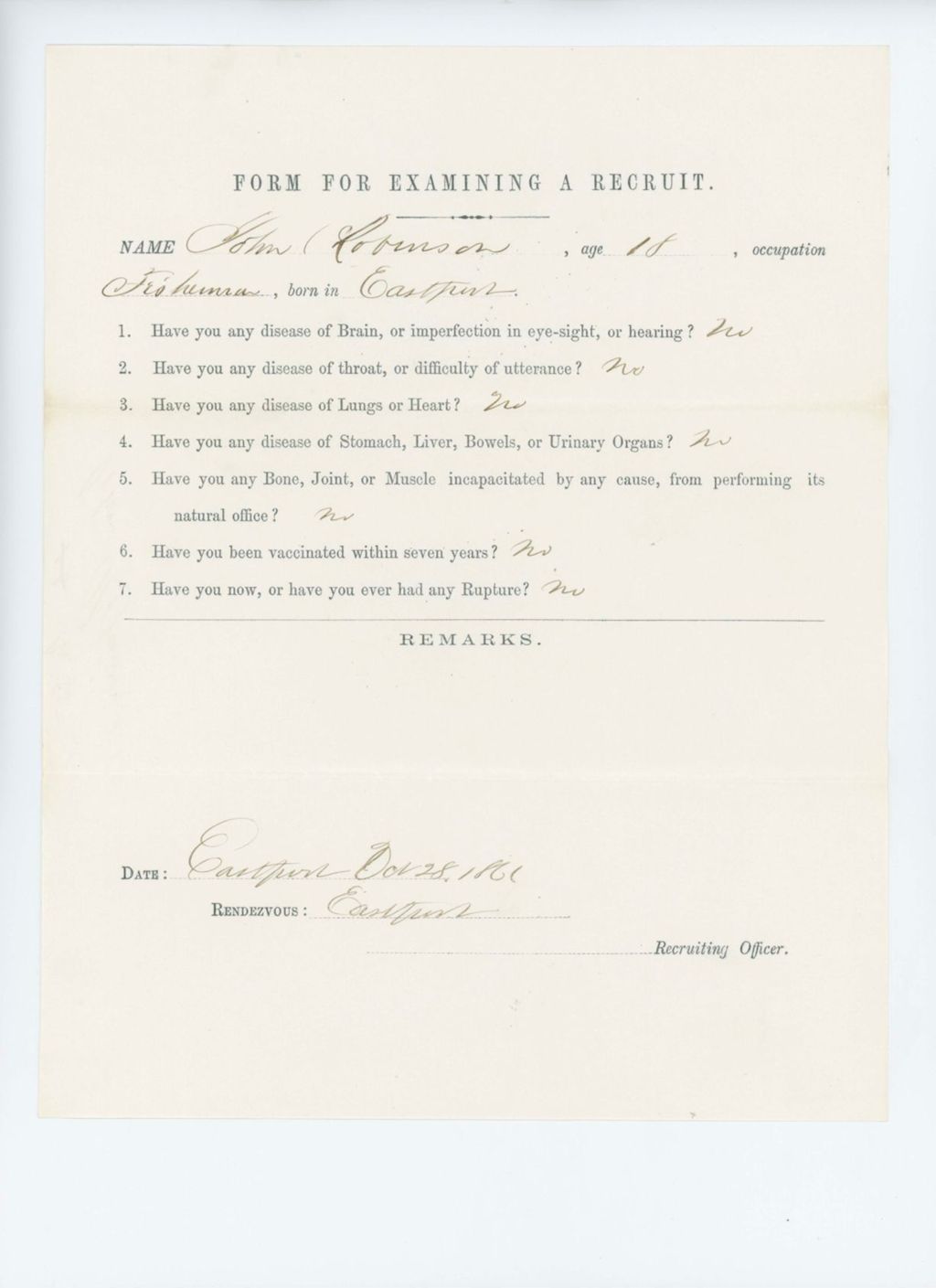 Miniature of John Robinson Medical Examination