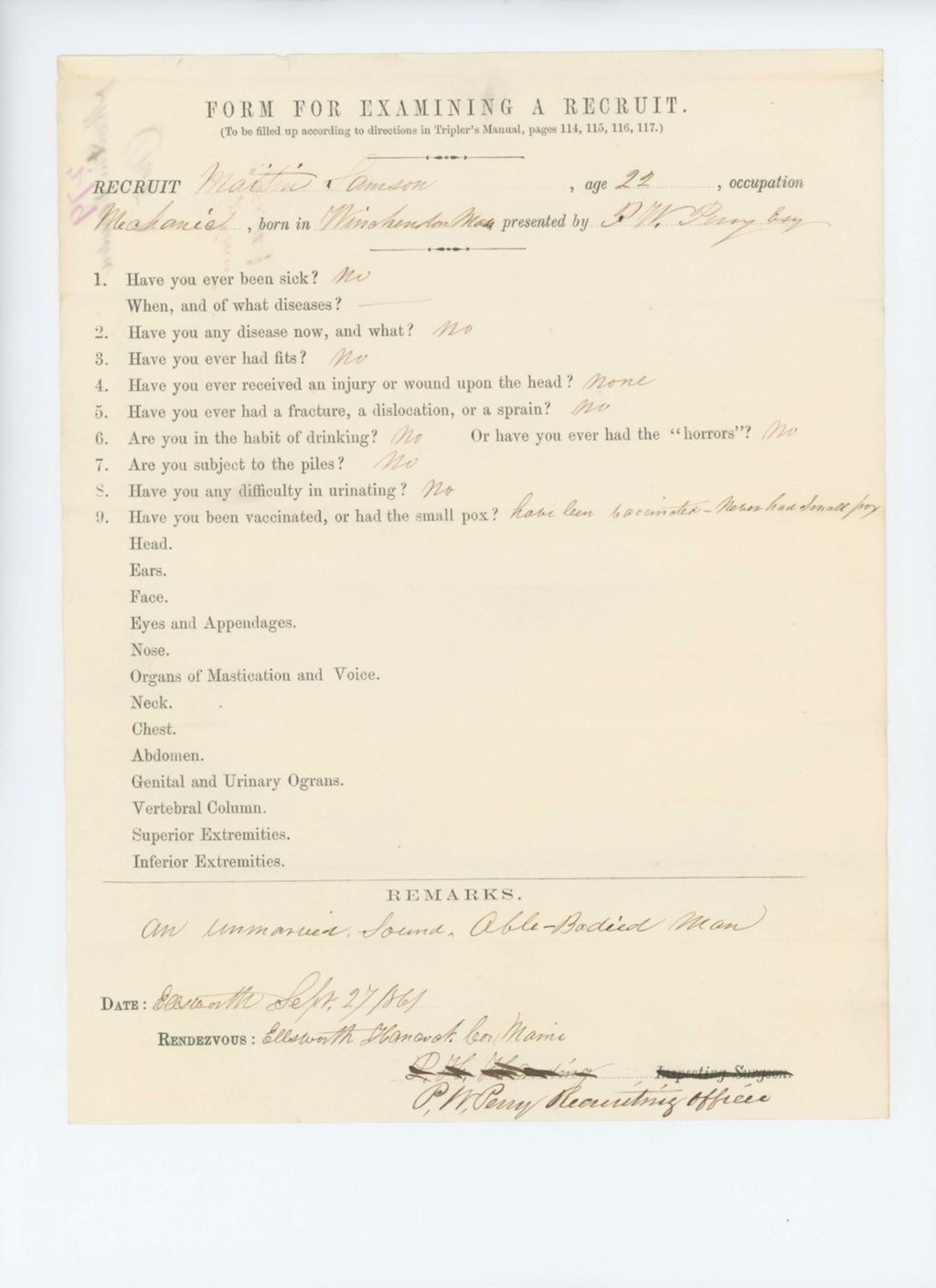 Miniature of Martin Samson Medical Examination