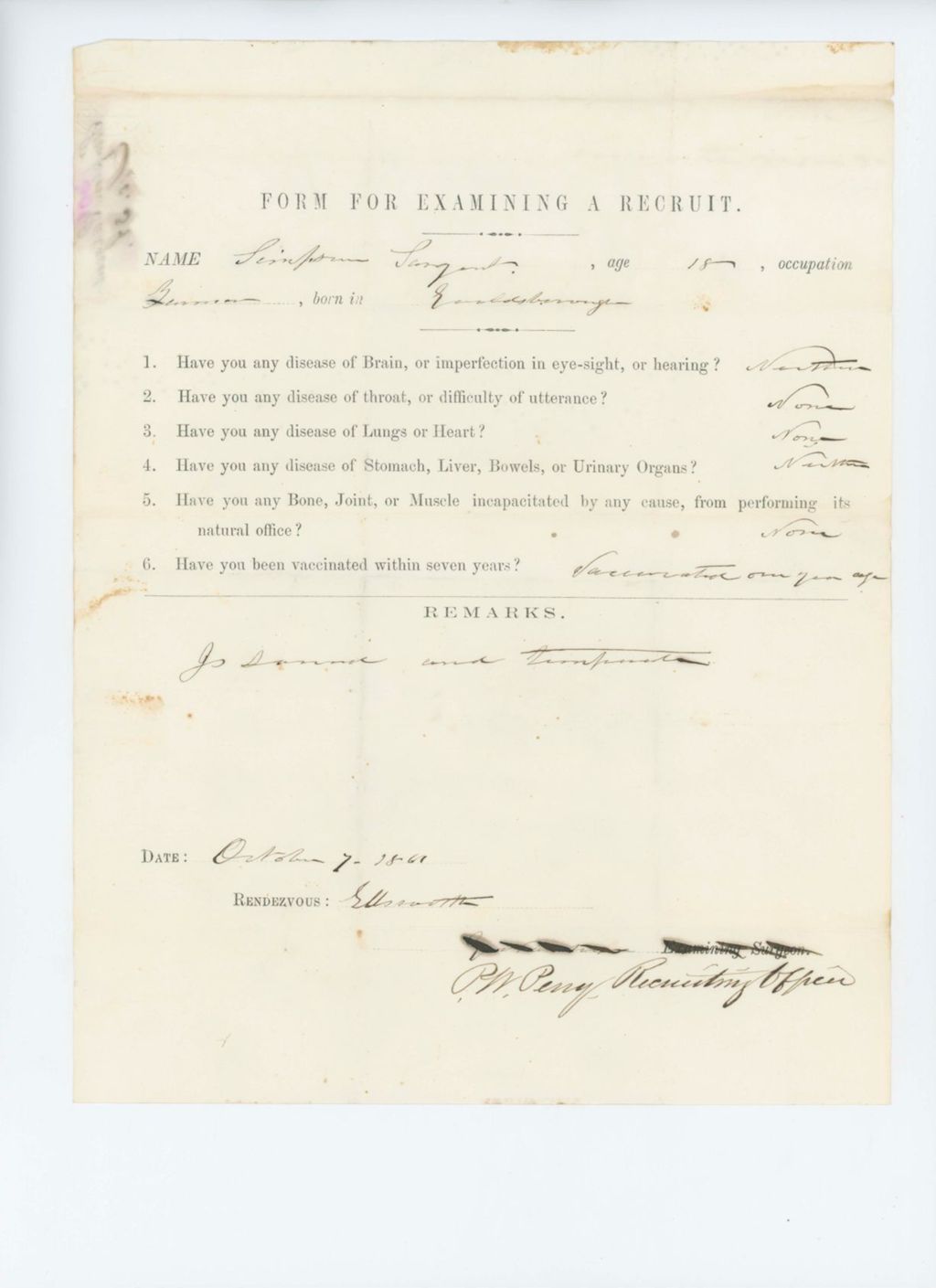 Miniature of Simpson Sargent Medical Examination