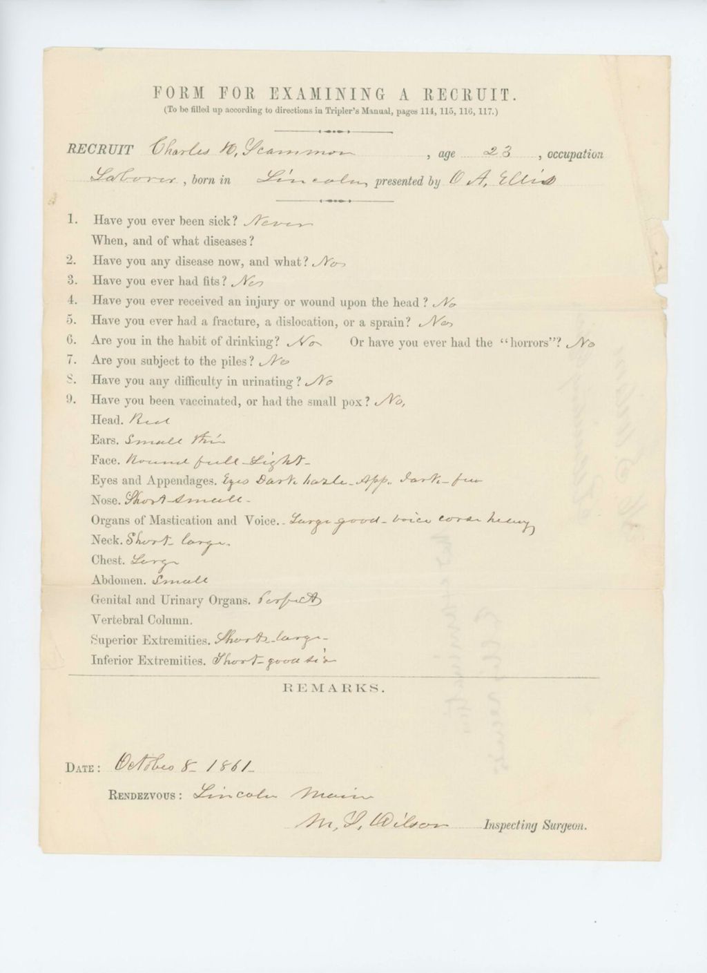 Miniature of Charles H. Scammon Medical Examination