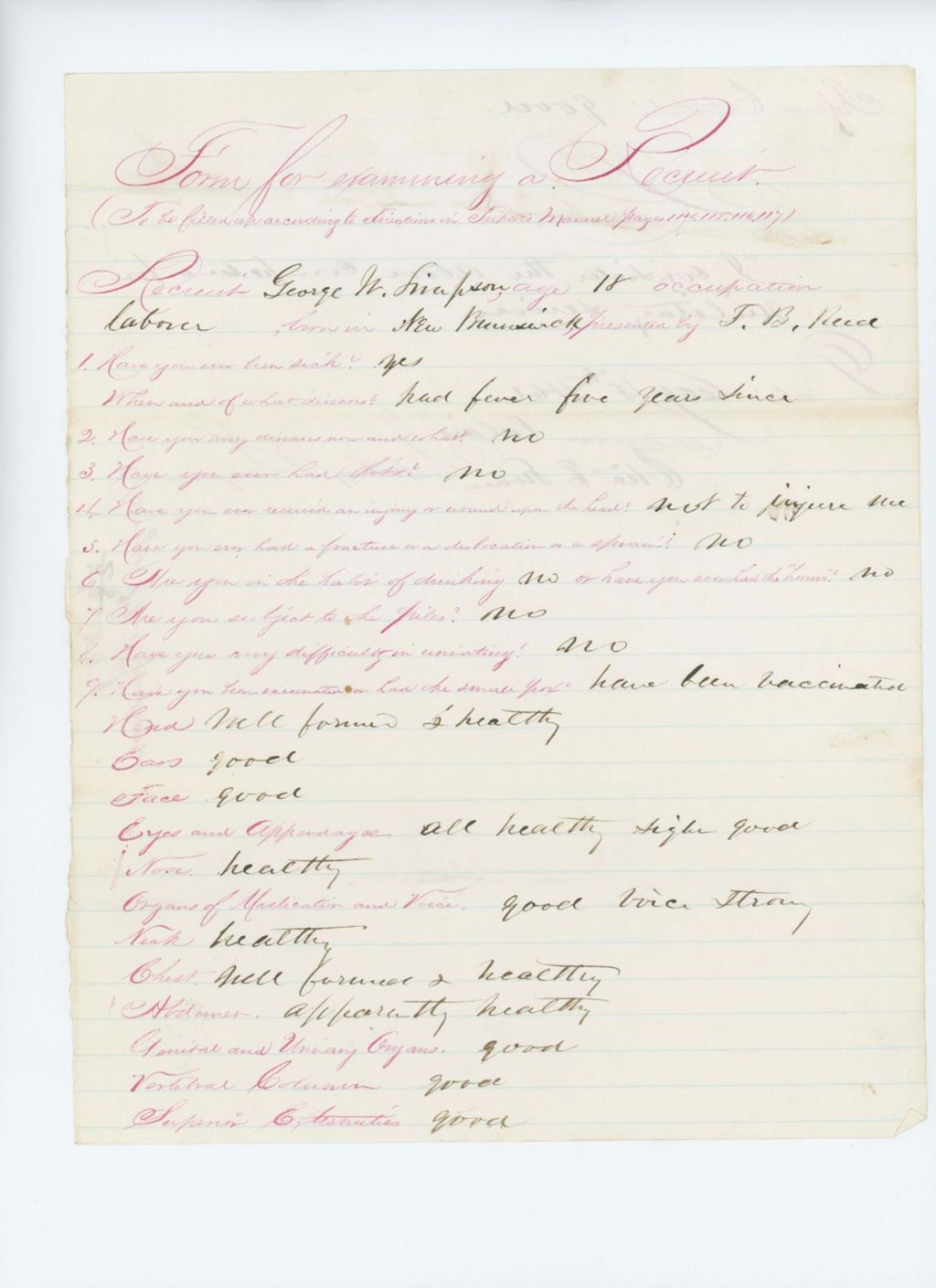 Miniature of George W. Simpson Medical Examination