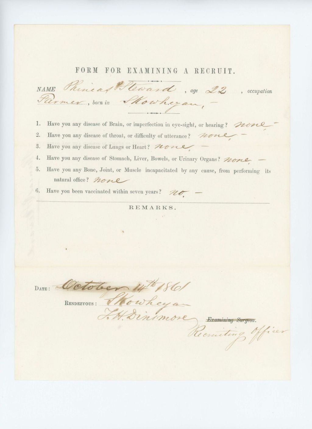 Miniature of Phineas Steward Medical Examination