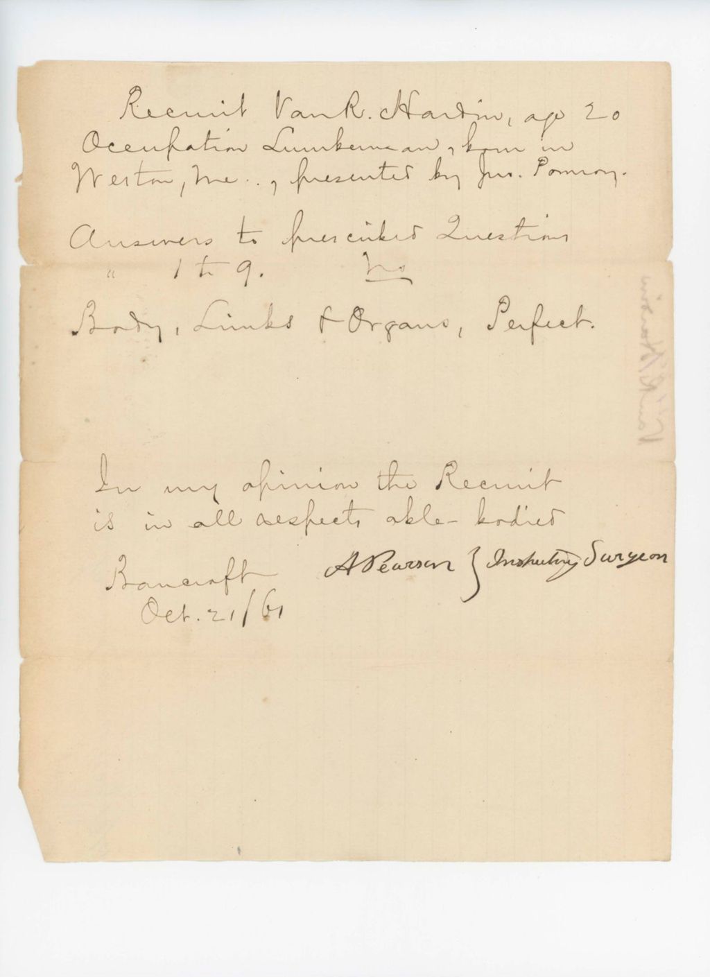 Miniature of Van R. Hardin Medical Examination