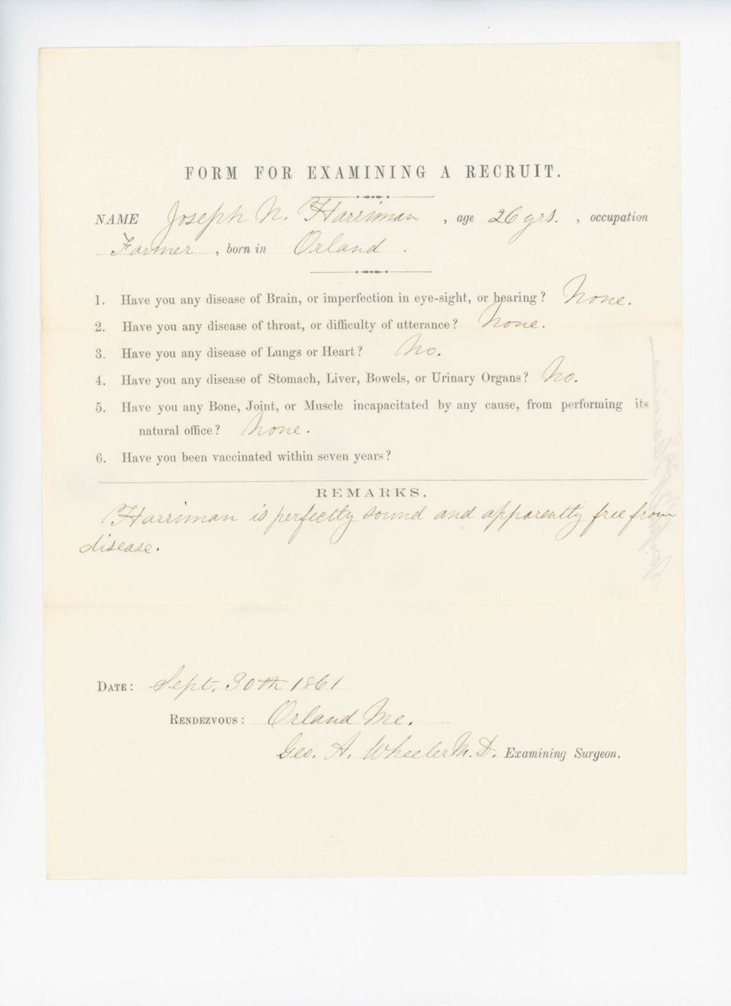 Miniature of Joseph N. Harriman Medical Examination
