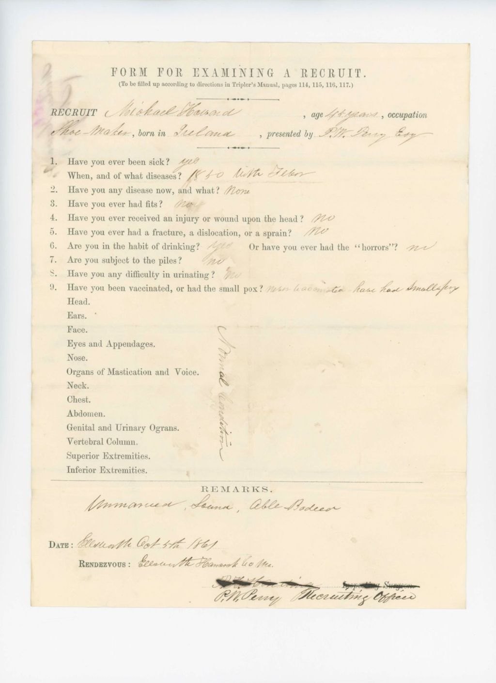 Miniature of Michael Howard Medical Examination