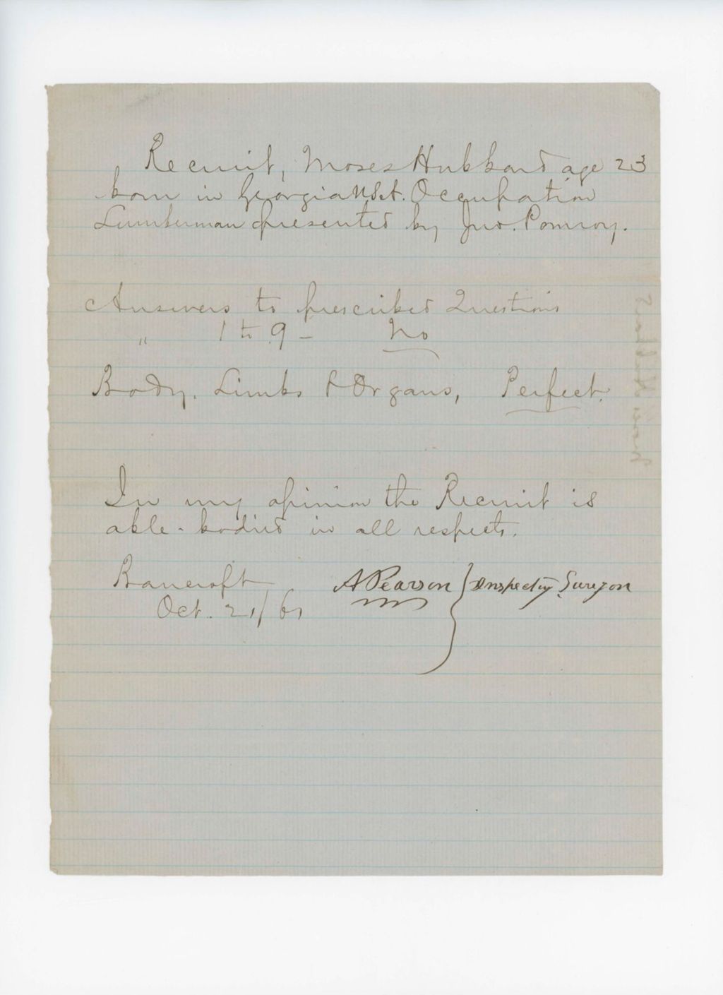 Miniature of Moses Hubbard Medical Examination