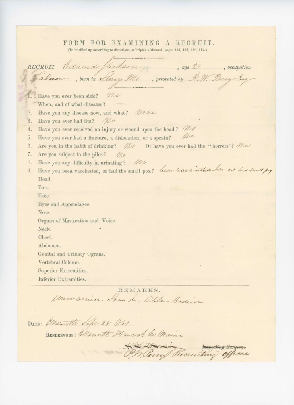 Miniature of Edward Jackson Medical Examination