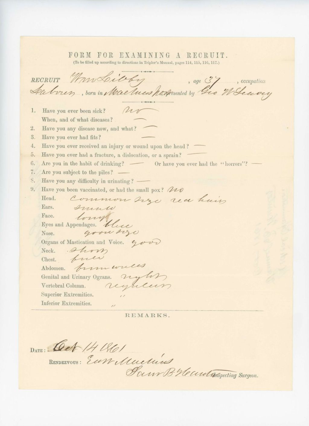 Miniature of William Libby Medical Examination