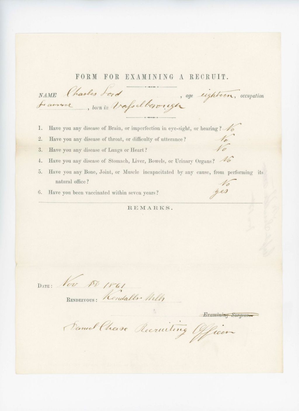 Miniature of Charles Lord Medical Examination
