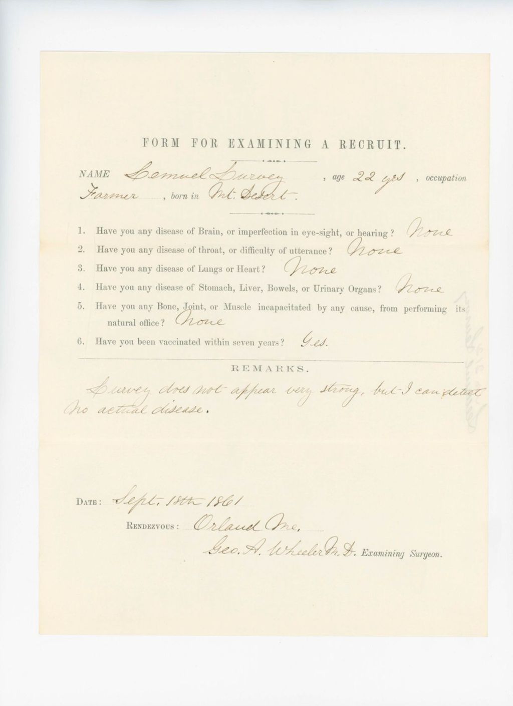 Miniature of Lemuel Lurvey Medical Examination