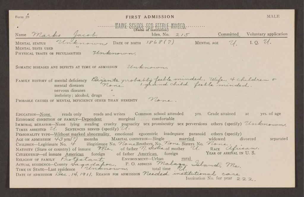 Miniature of Jacob Marks Patient Files