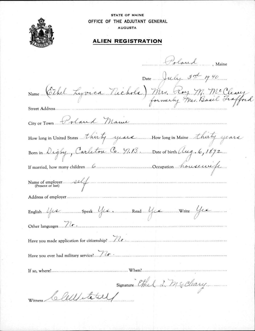 Miniature of Alien Registration- Nichols, Ethel L. (Livermore Falls, Androscoggin County)