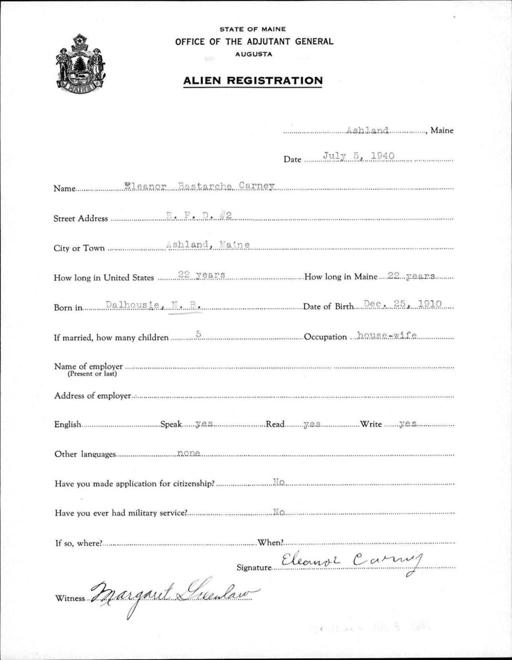 Miniature of Alien Registration- Bastarche, Eleanor (Ashland, Aroostook County)