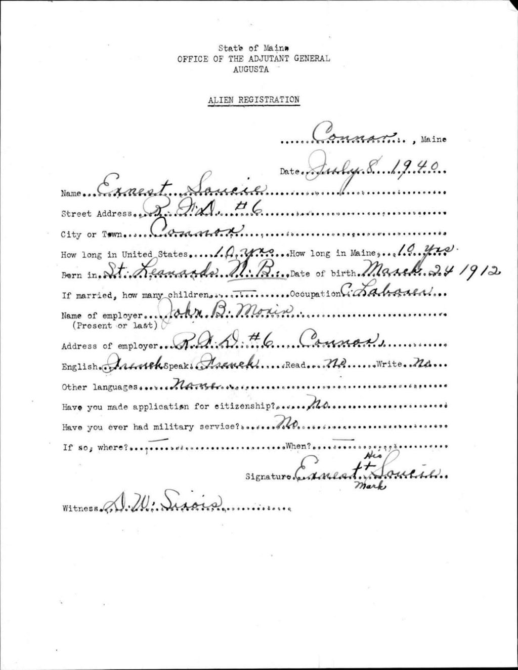 Miniature of Alien Registration- Soucie, Ernest (Connor Twp, Aroostook County)