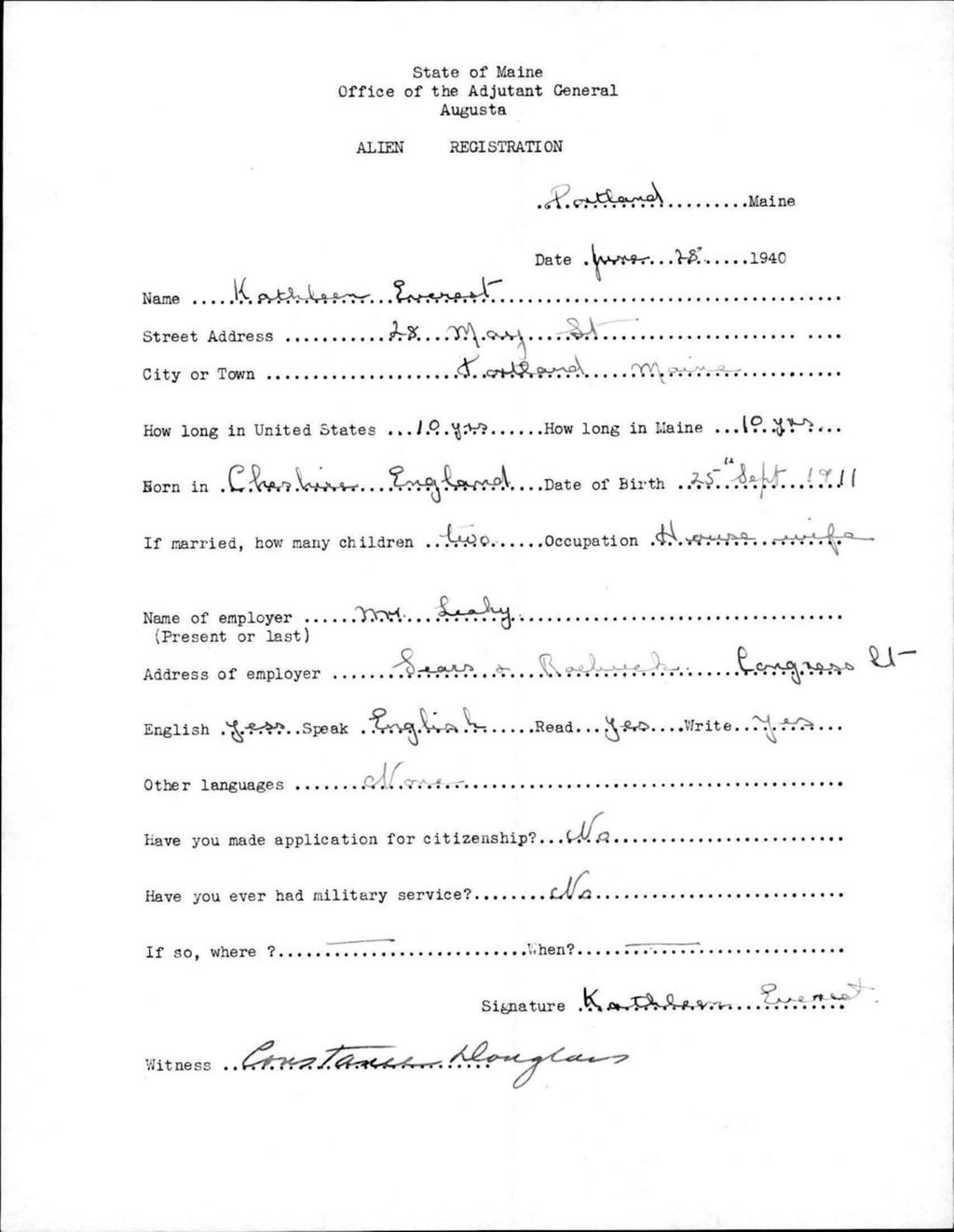 Miniature of Alien Registration- Everest, Kathleen (Portland, Cumberland County)