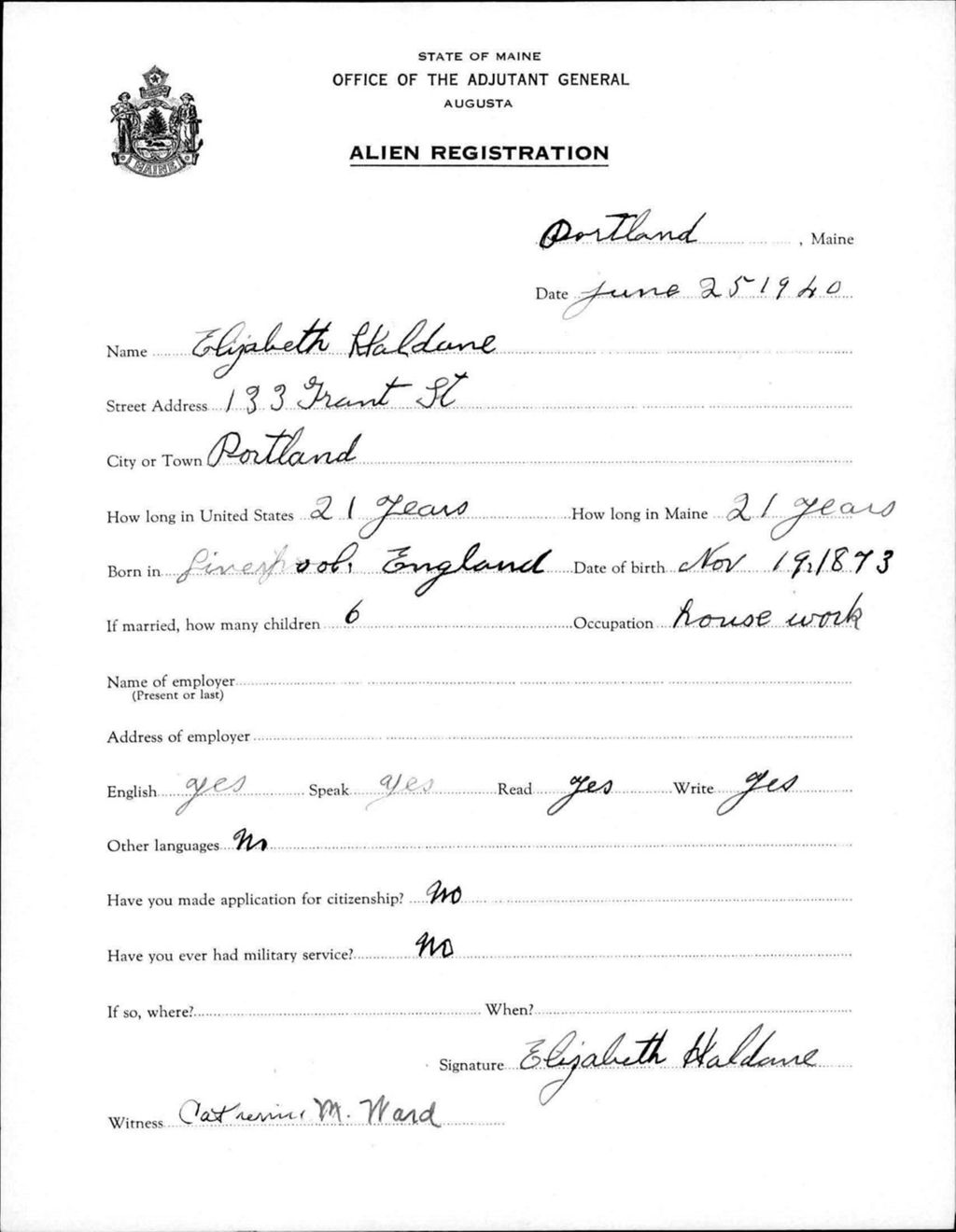 Miniature of Alien Registration- Haldane, Elizabeth (Portland, Cumberland County)
