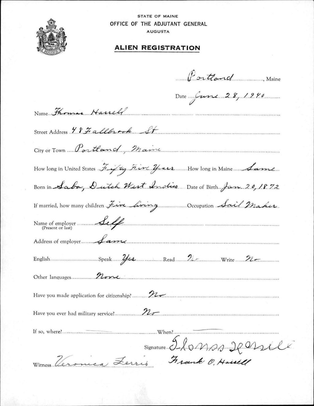 Miniature of Alien Registration- Hassell, Thomas (Portland, Cumberland County)