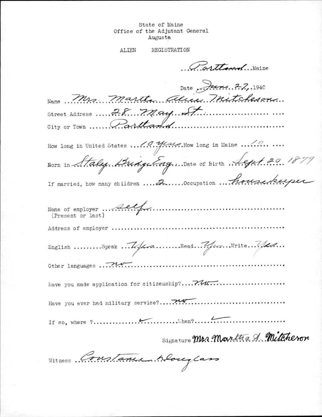 Miniature of Alien Registration- Mitcheson, Martha A. (Portland, Cumberland County)