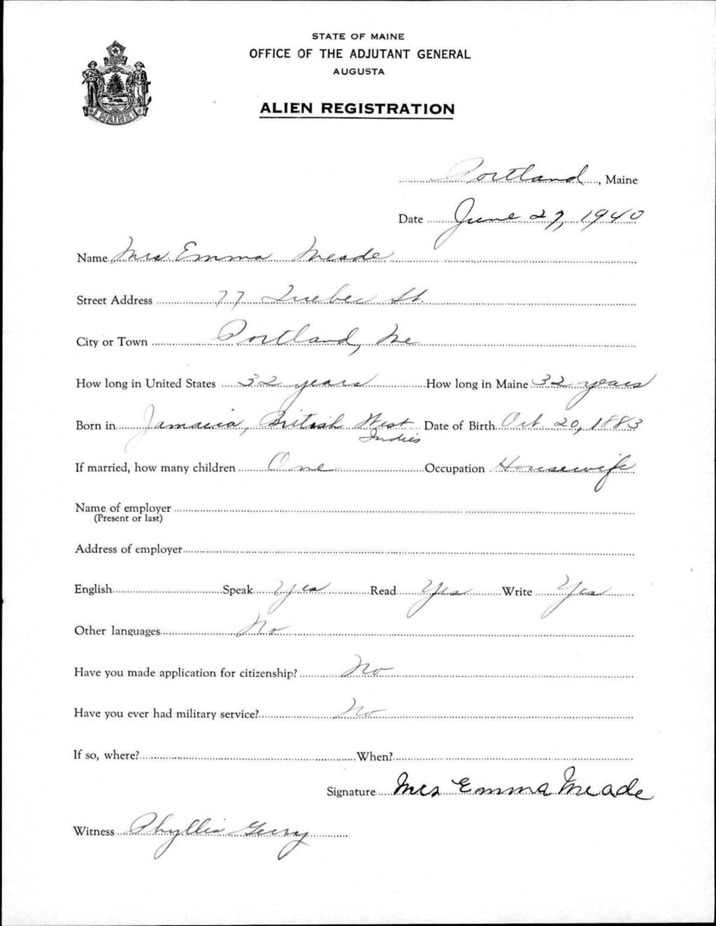 Miniature of Alien Registration- Meade, Emma (Portland, Cumberland County)