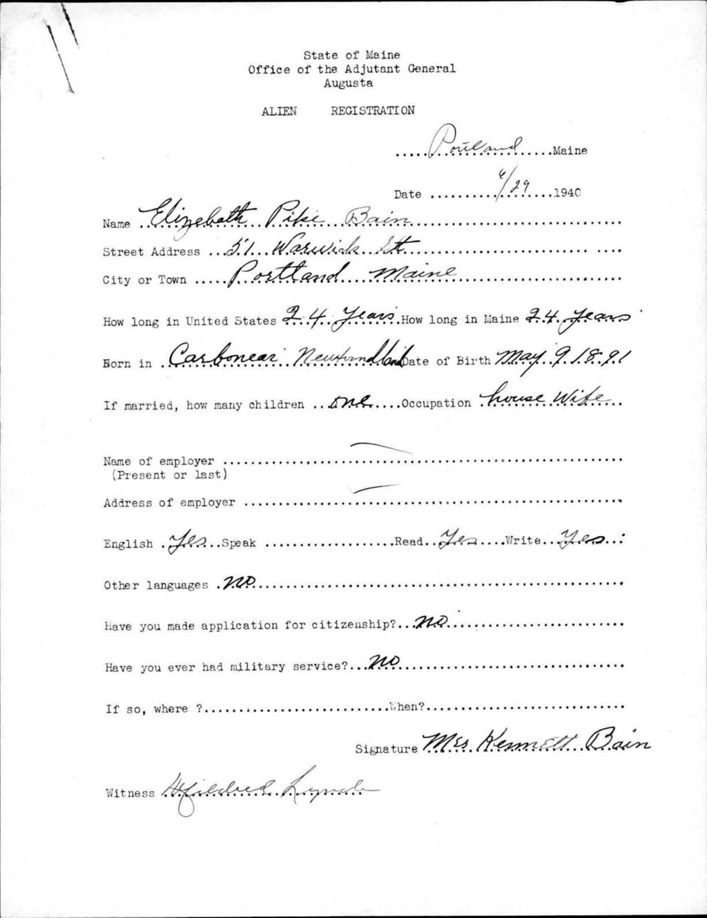 Miniature of Alien Registration- Pike, Elizabeth (Portland, Cumberland County)