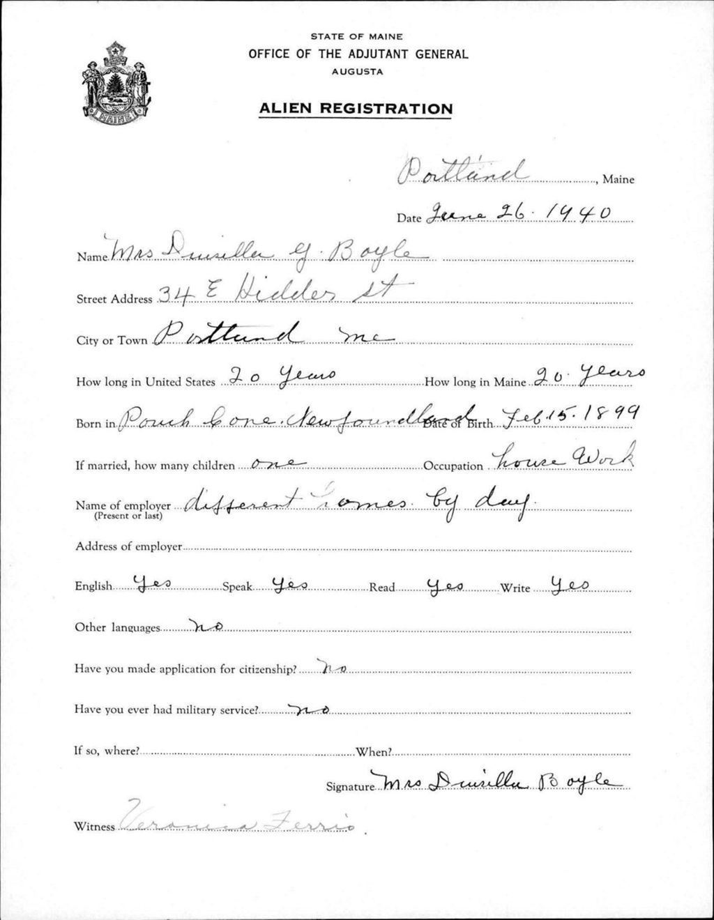 Miniature of Alien Registration- Boyle, Drusilla G. (Portland, Cumberland County)
