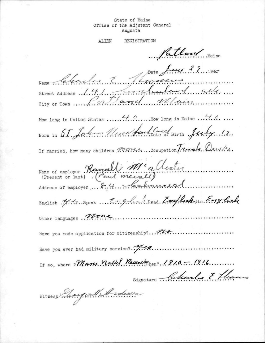 Miniature of Alien Registration- Hionces, Charles E. (Portland, Cumberland County)