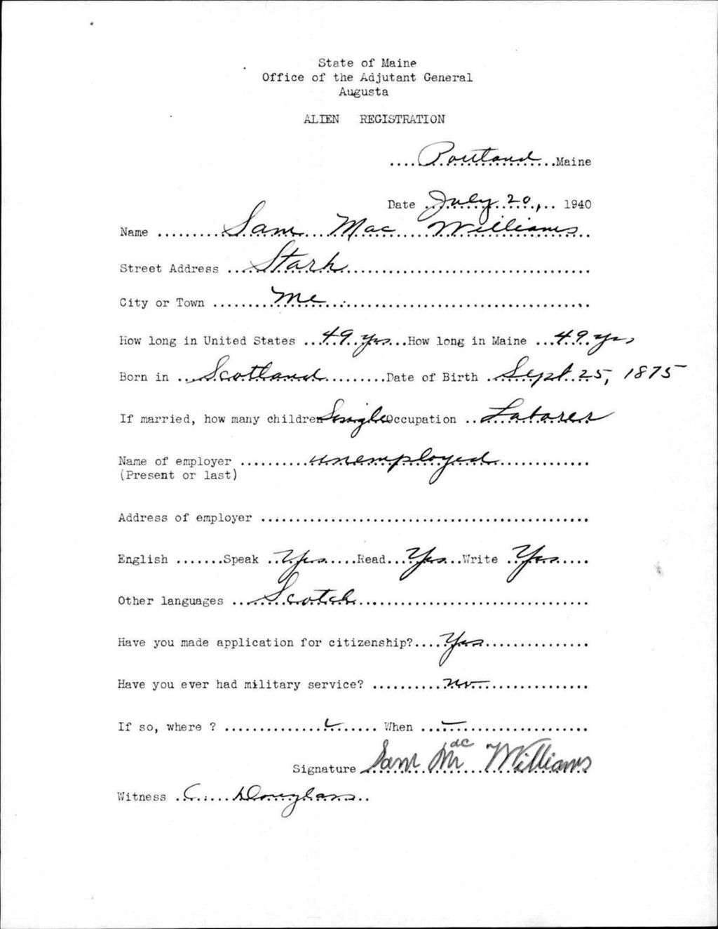 Miniature of Alien Registration- Macwilliams, Sam (Portland, Cumberland County)