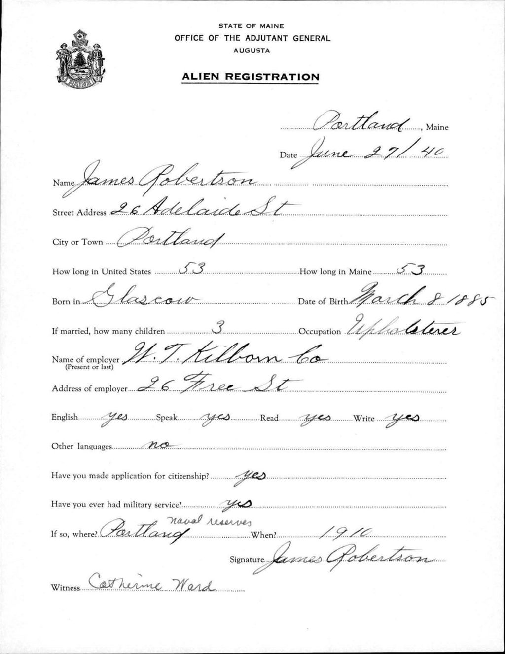 Miniature of Alien Registration- Robertson, James (Portland, Cumberland County)