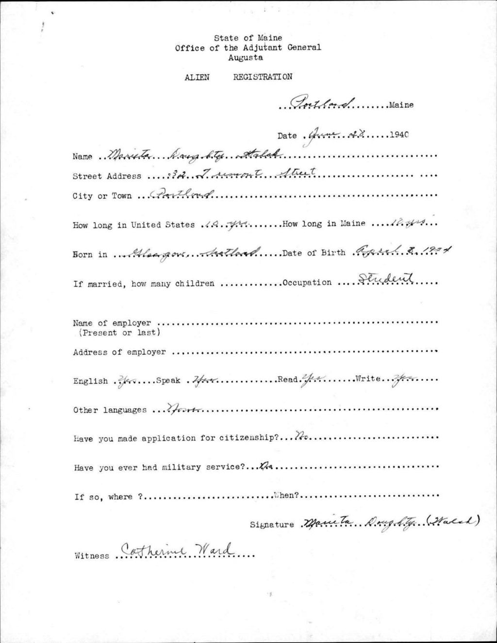 Miniature of Alien Registration- Doughty, Marieta (Portland, Cumberland County)