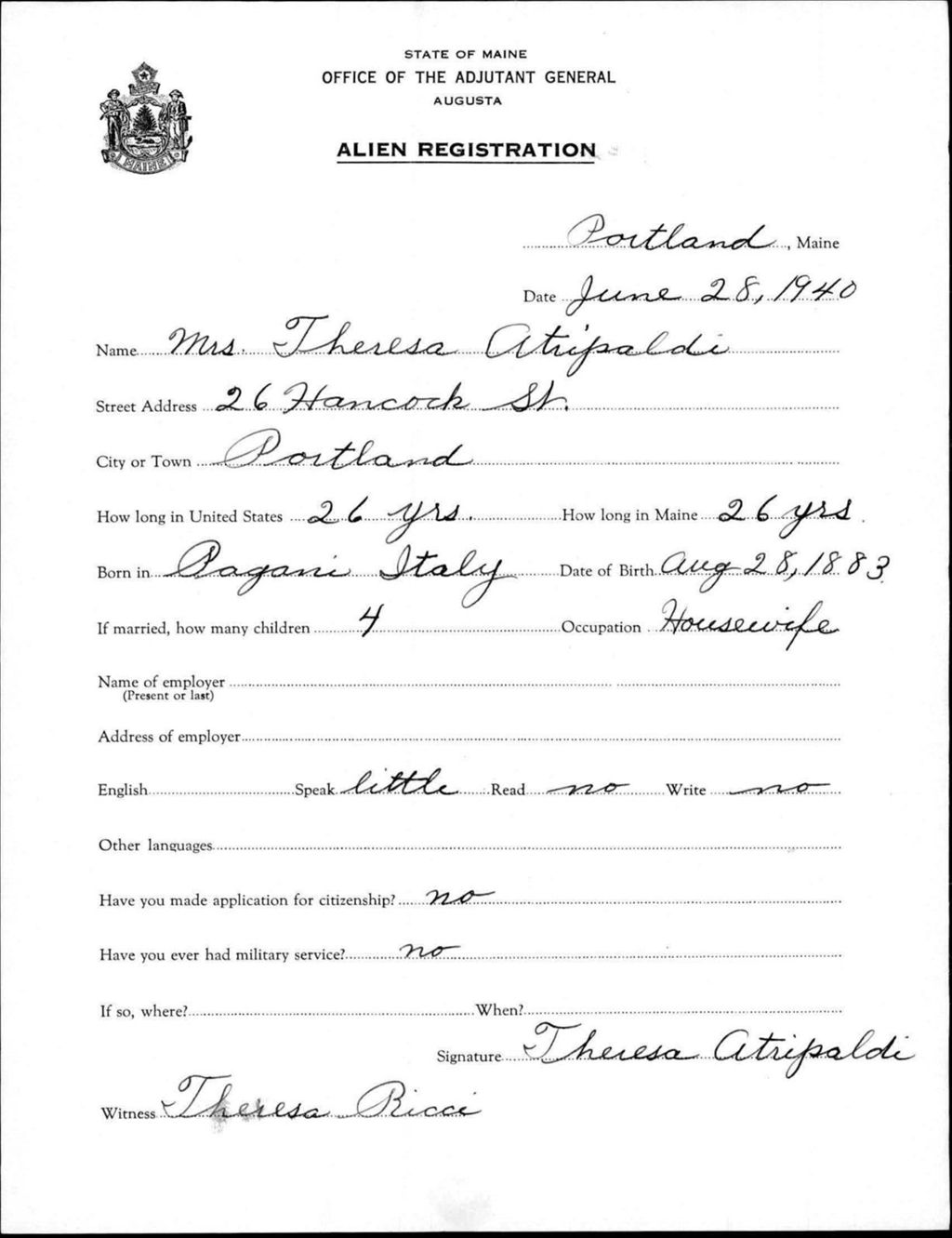 Miniature of Alien Registration- Atripaldi, Theresa (Portland, Cumberland County)