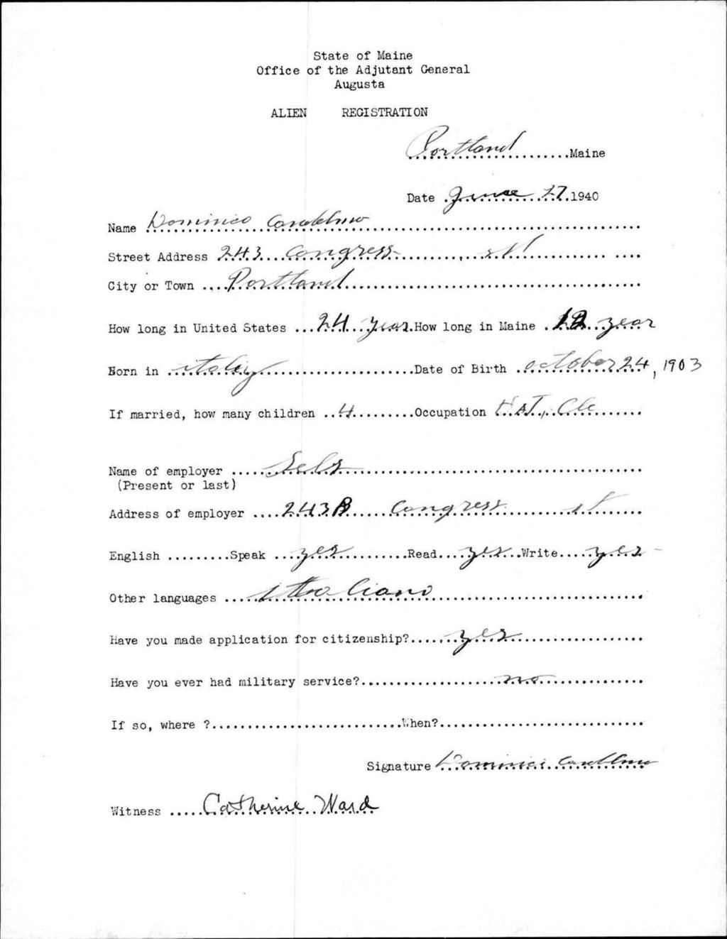Miniature of Alien Registration- Condelino, Dominico (Portland, Cumberland County)