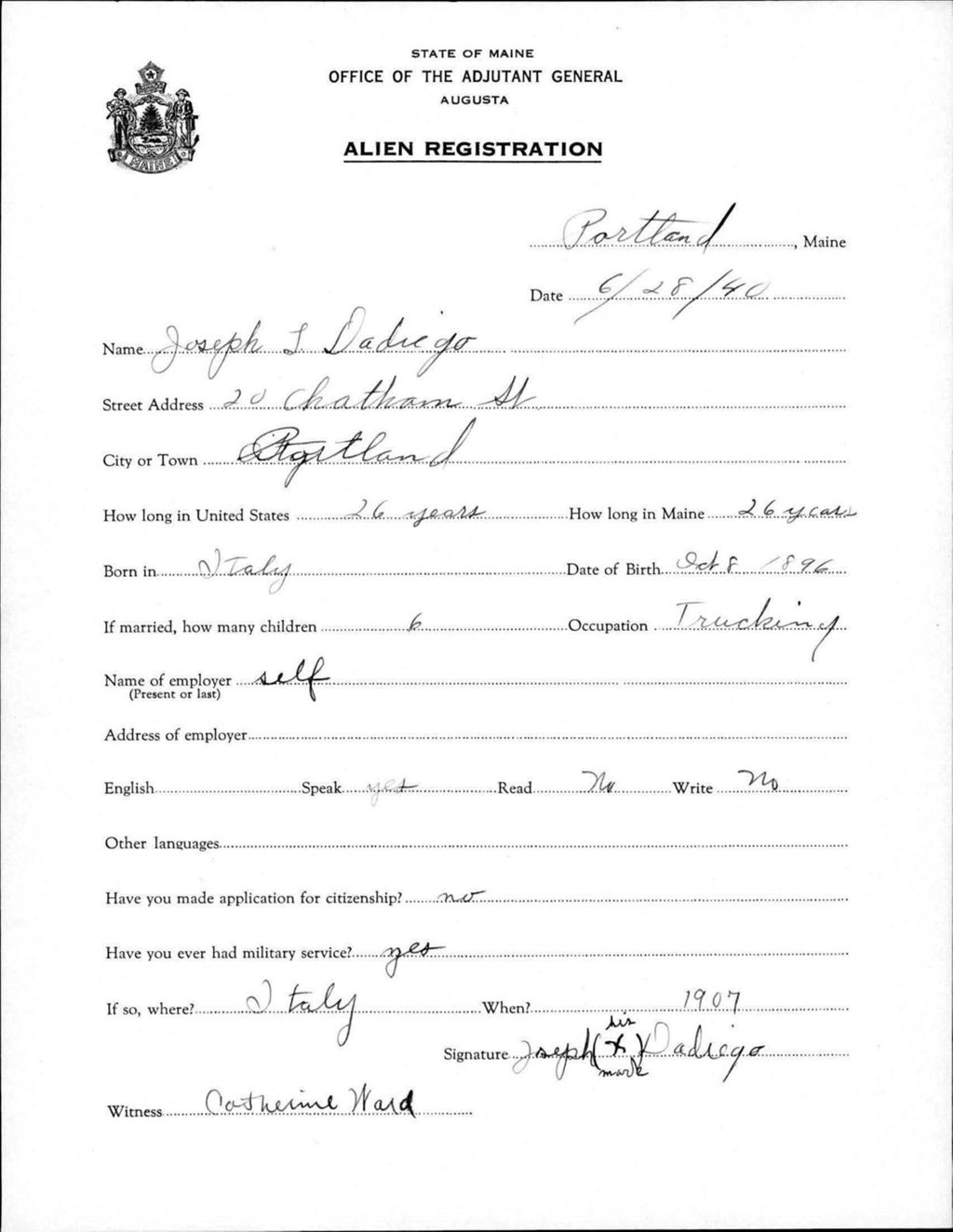 Miniature of Alien Registration- Dadiego, Joseph L. (Portland, Cumberland County)