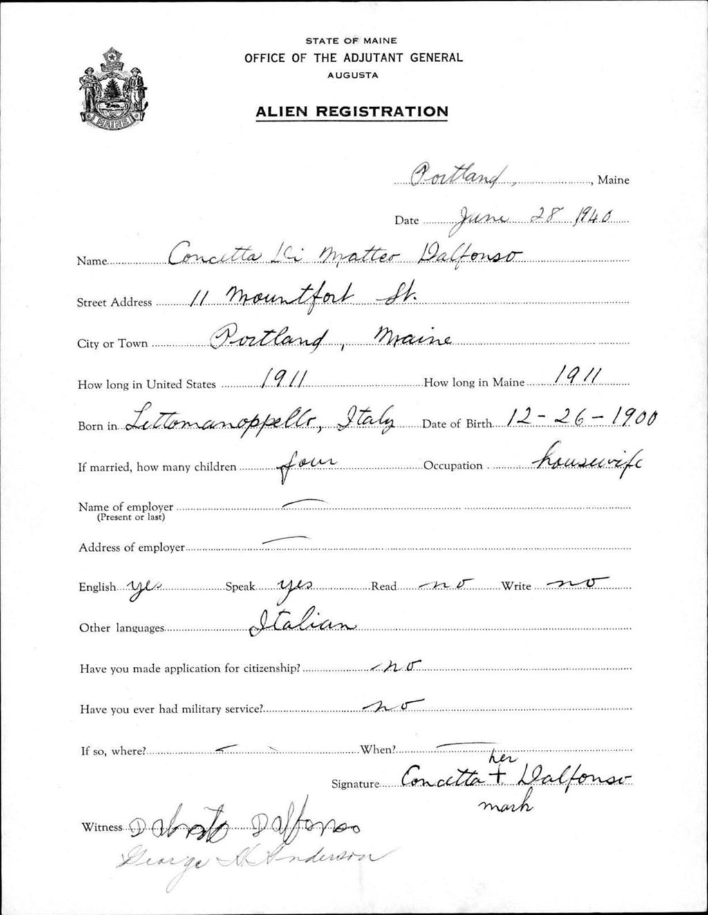 Miniature of Alien Registration- Dimatteo, Concetta (Portland, Cumberland County)