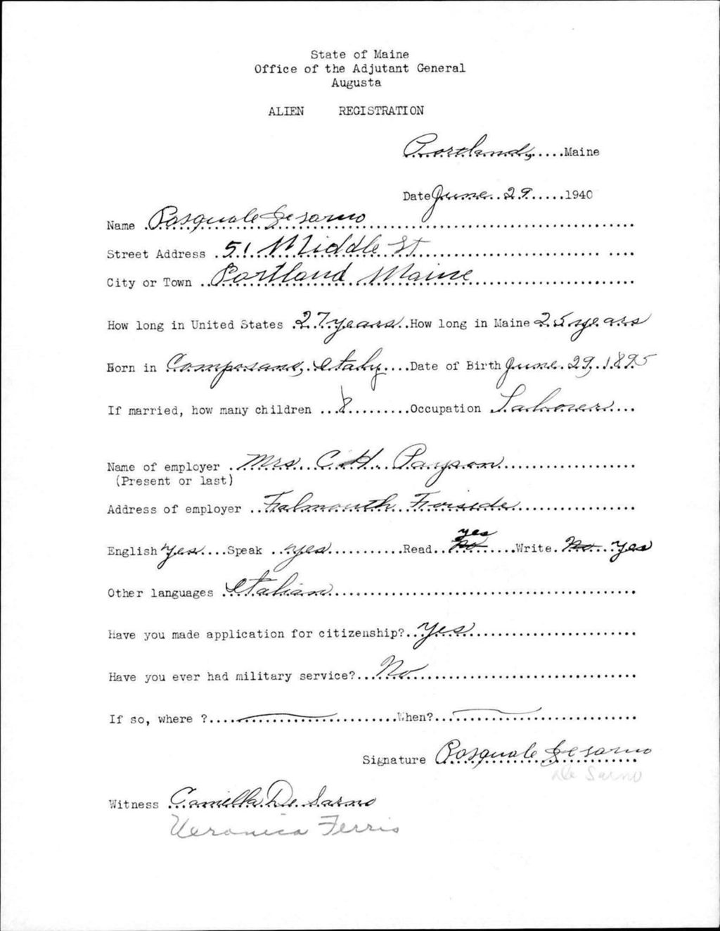 Miniature of Alien Registration- Desarno, Pasquale (Portland, Cumberland County)