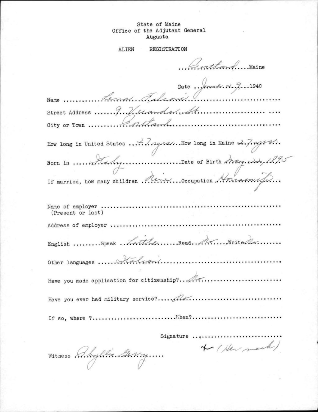 Miniature of Alien Registration- Falconi, Lena (Portland, Cumberland County)