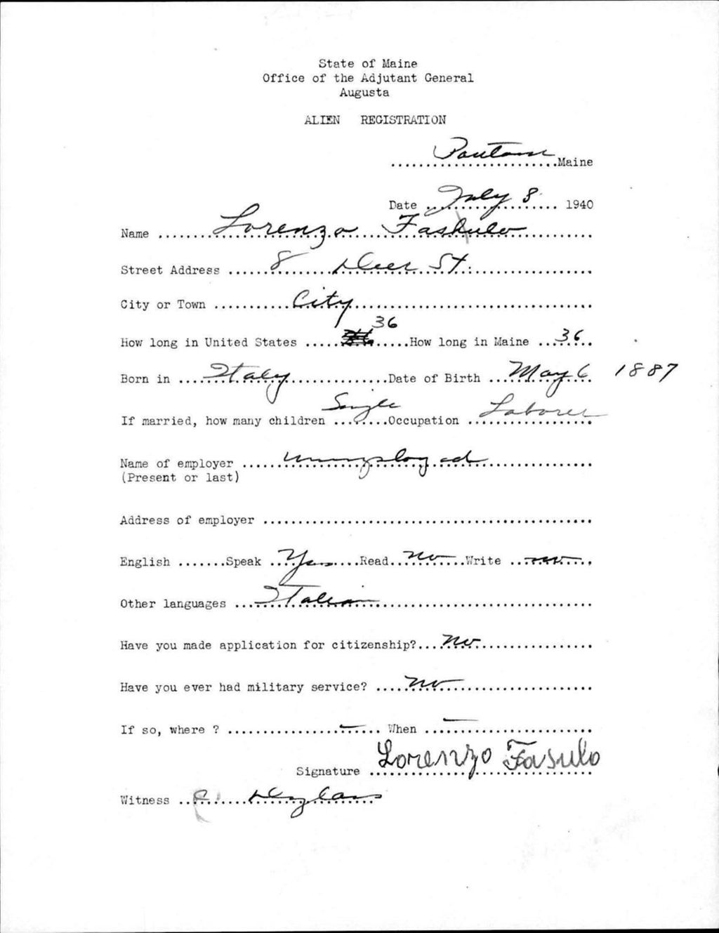 Miniature of Alien Registration- Fasulo, Lorenzo (Portland, Cumberland County)