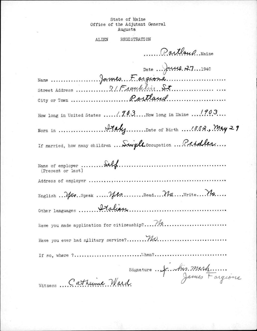 Miniature of Alien Registration- Forgione, James (Portland, Cumberland County)