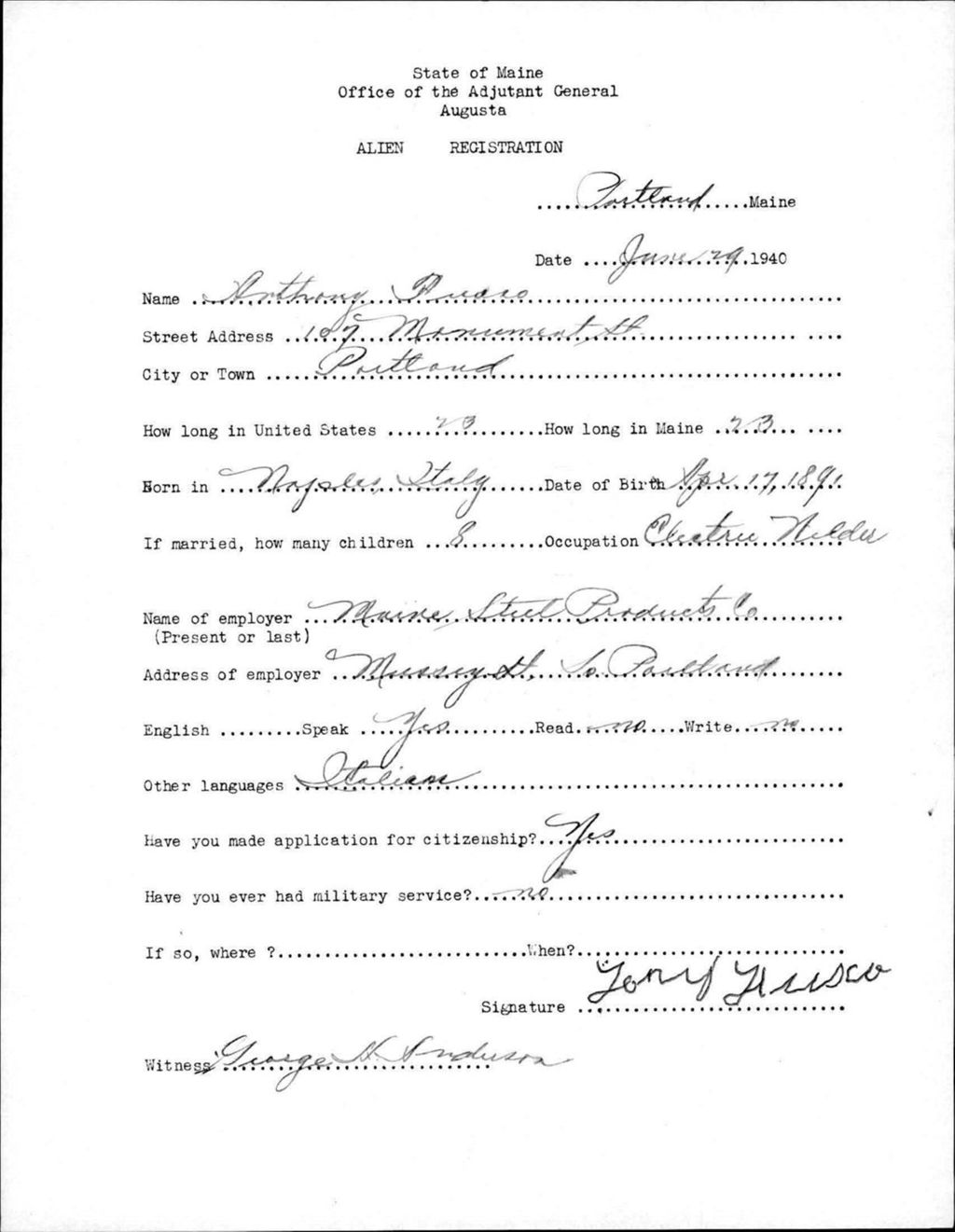 Miniature of Alien Registration- Fusco, Anthony (Portland, Cumberland County)