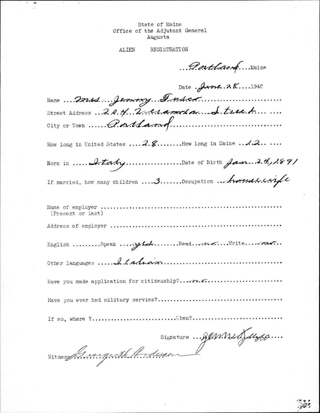 Miniature of Alien Registration- Fusco, Jenny (Portland, Cumberland County)