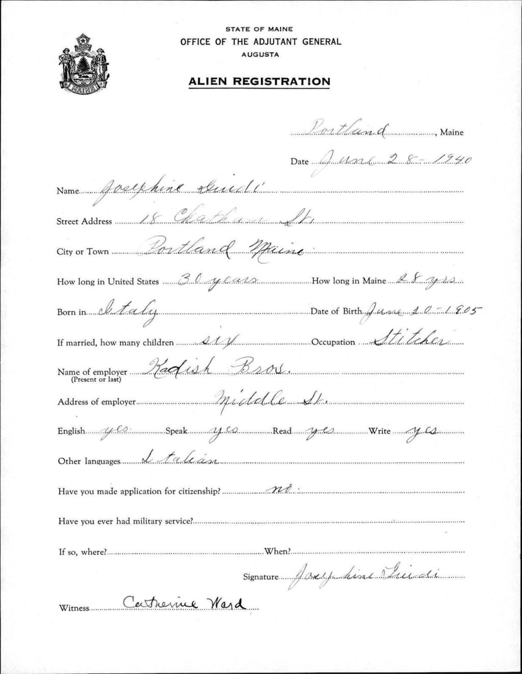 Miniature of Alien Registration- Guidi, Josephine (Portland, Cumberland County)