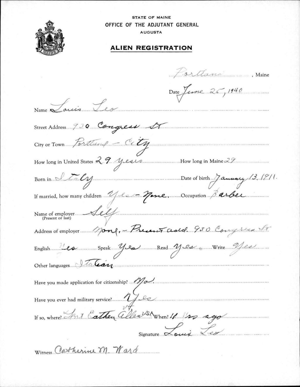 Miniature of Alien Registration- Leo, Louis (Portland, Cumberland County)