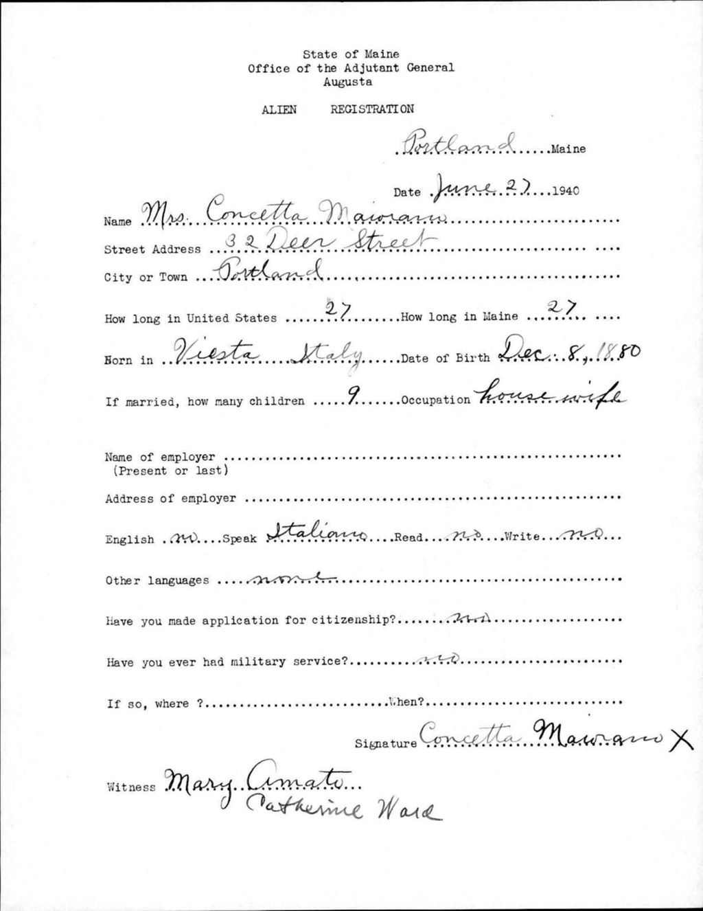 Miniature of Alien Registration- Maiorano, Concetta (Portland, Cumberland County)