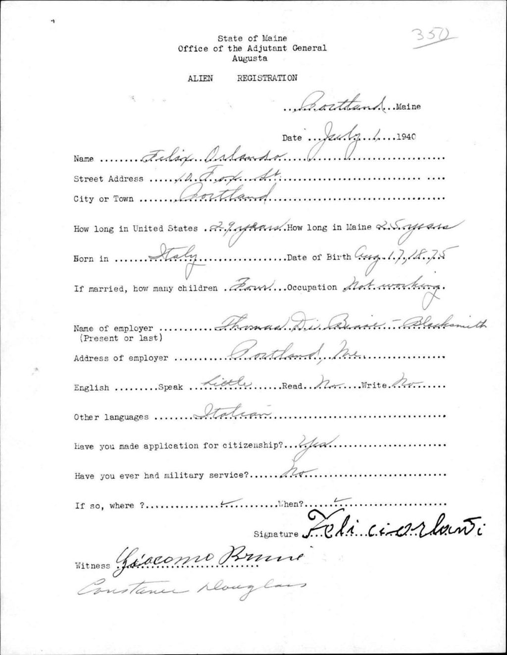 Miniature of Alien Registration- Orlando, Felix (Portland, Cumberland County)