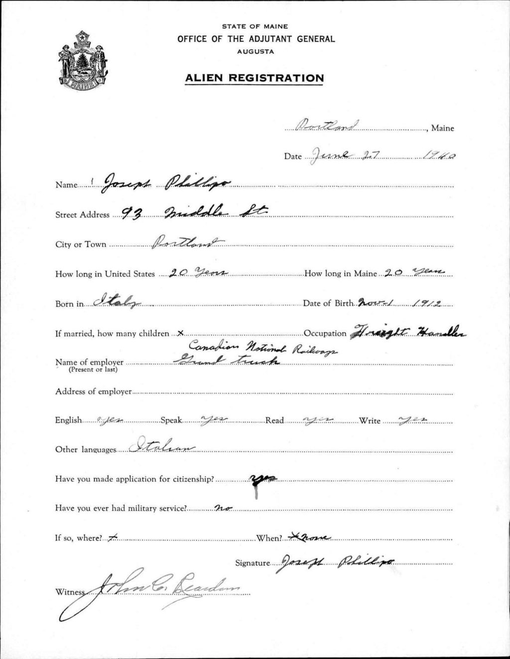 Miniature of Alien Registration- Phillipo, Joseph (Portland, Cumberland County)