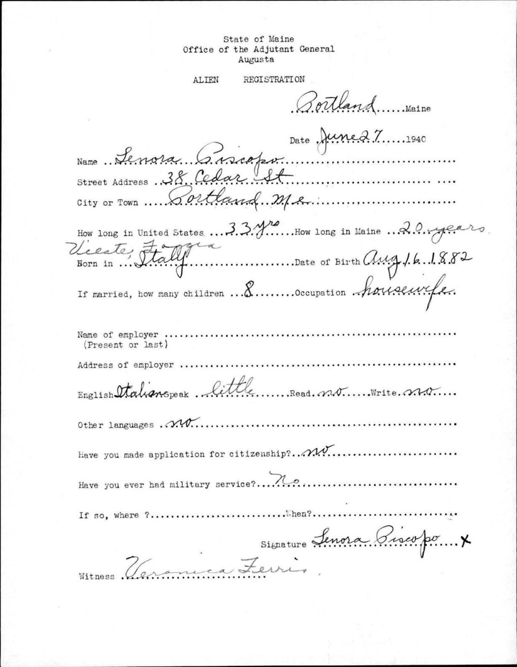 Miniature of Alien Registration- Piscopo, Lenora (Portland, Cumberland County)