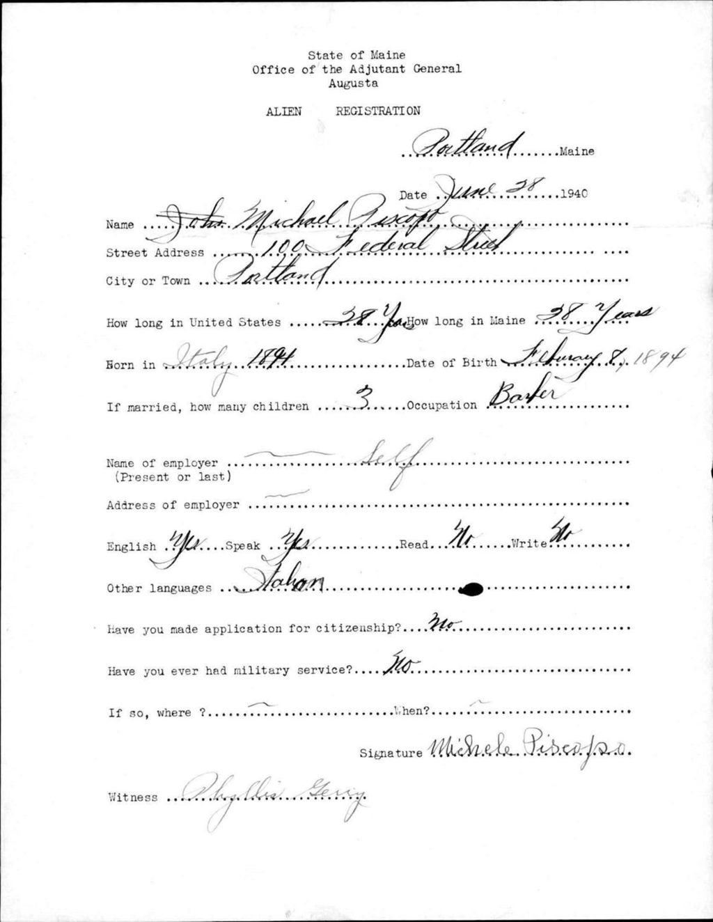Miniature of Alien Registration- Piscopo, Michael (Portland, Cumberland County)